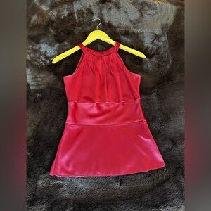 Ann Taylor Burgundy Satin Halter Top
